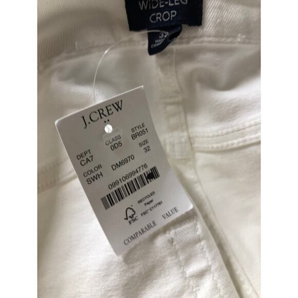 J. Crew Wide Leg Crop Jeans  All-Day Stretch High Rise Seashell White NWT 32 - Picture 13 of 14